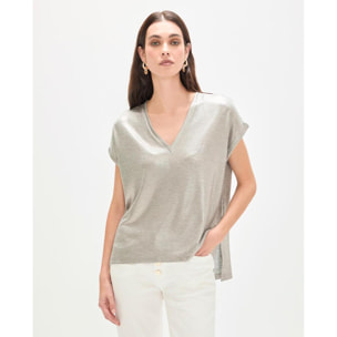 Maglietta laminata con scollo a V