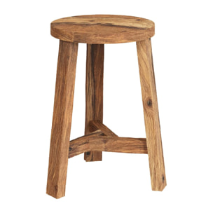 Tabouret rond en bois de teck recyclé H45 cm - Léa