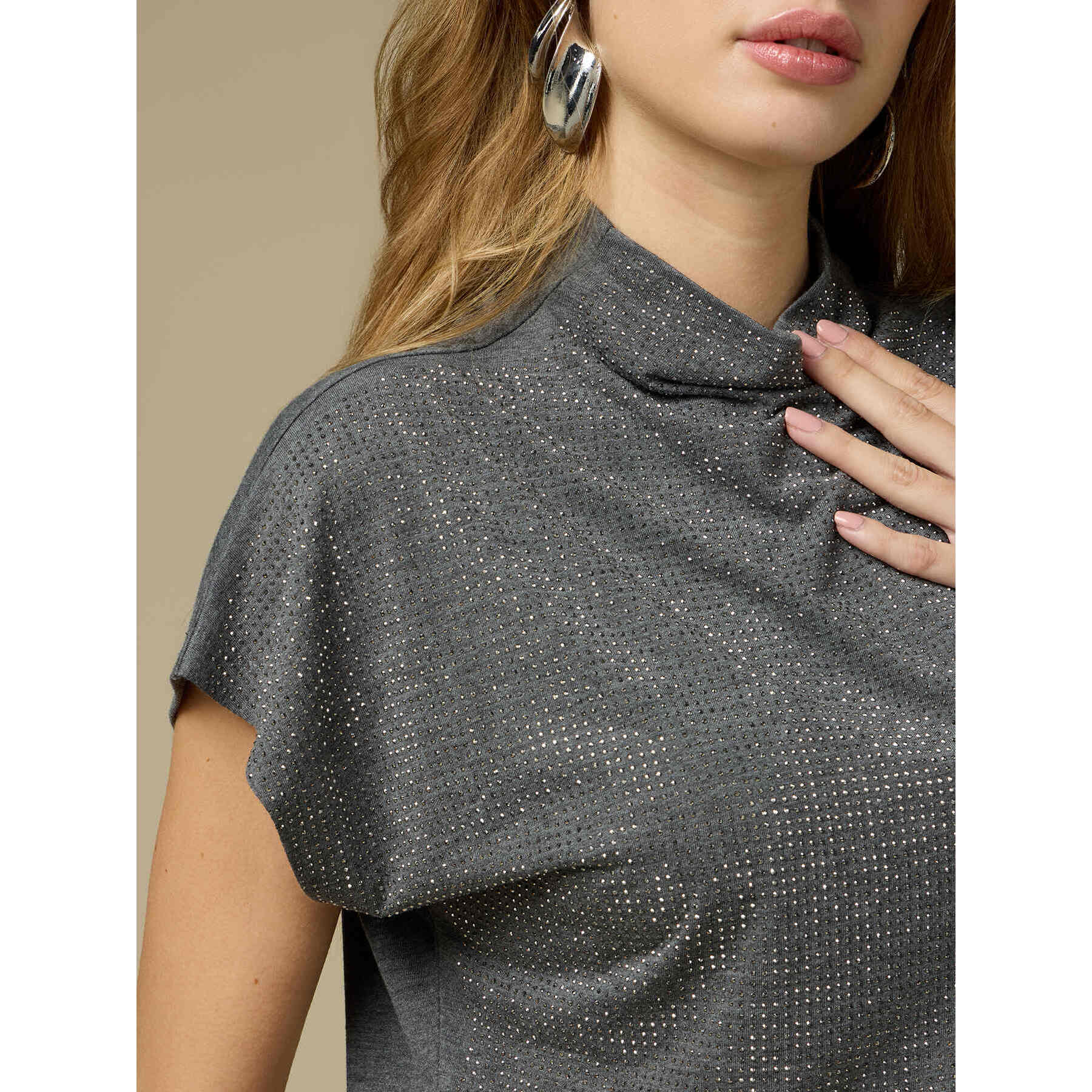 Oltre - Camiseta con microcristales - Gris