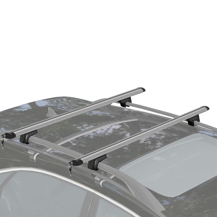 Barres de toit de voiture verrouillables 2 clés fournies dim. 123,5L x 5,5l x 7H cm aluminium noir