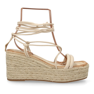 Sandalia de cuña de yute para mujer, comodas y elegantes, diseño moderno con tiras cruzadas
