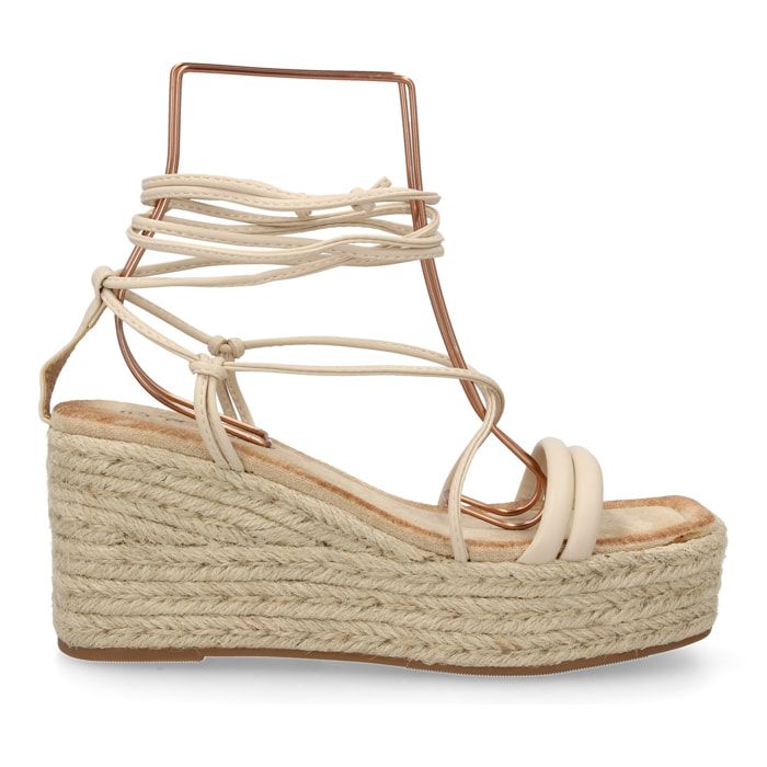 Sandalia de cuña de yute para mujer, comodas y elegantes, diseño moderno con tiras cruzadas