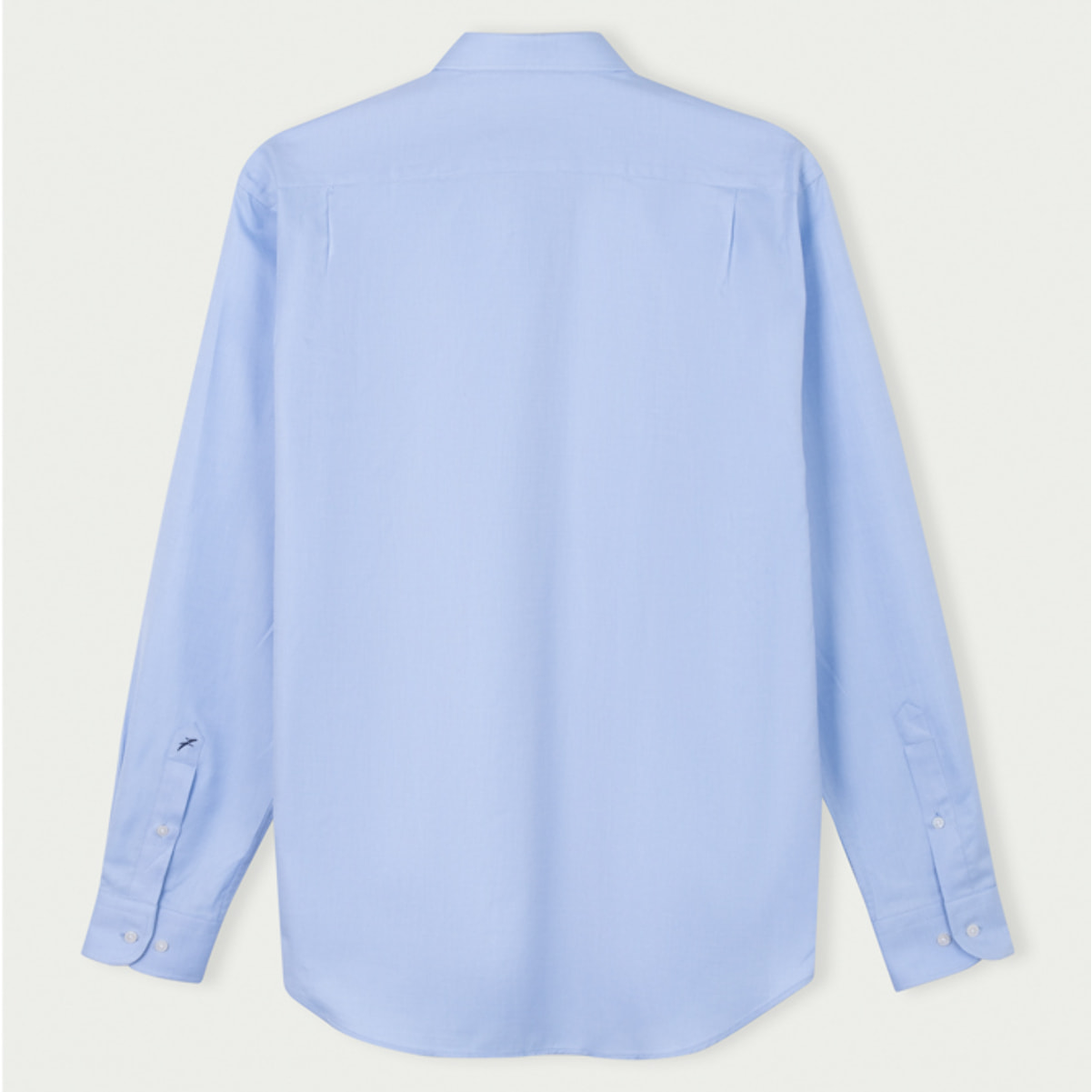 Camicia Uomo 1 Bottone Francese Twill Riga Media Celeste/Bianco