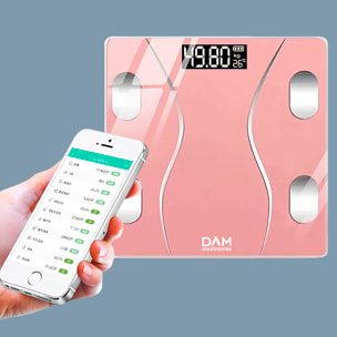 Bilancia intelligente con bioimpedenza, Bluetooth e App. Peso, % di grasso, IMC, età corporea, ecc.