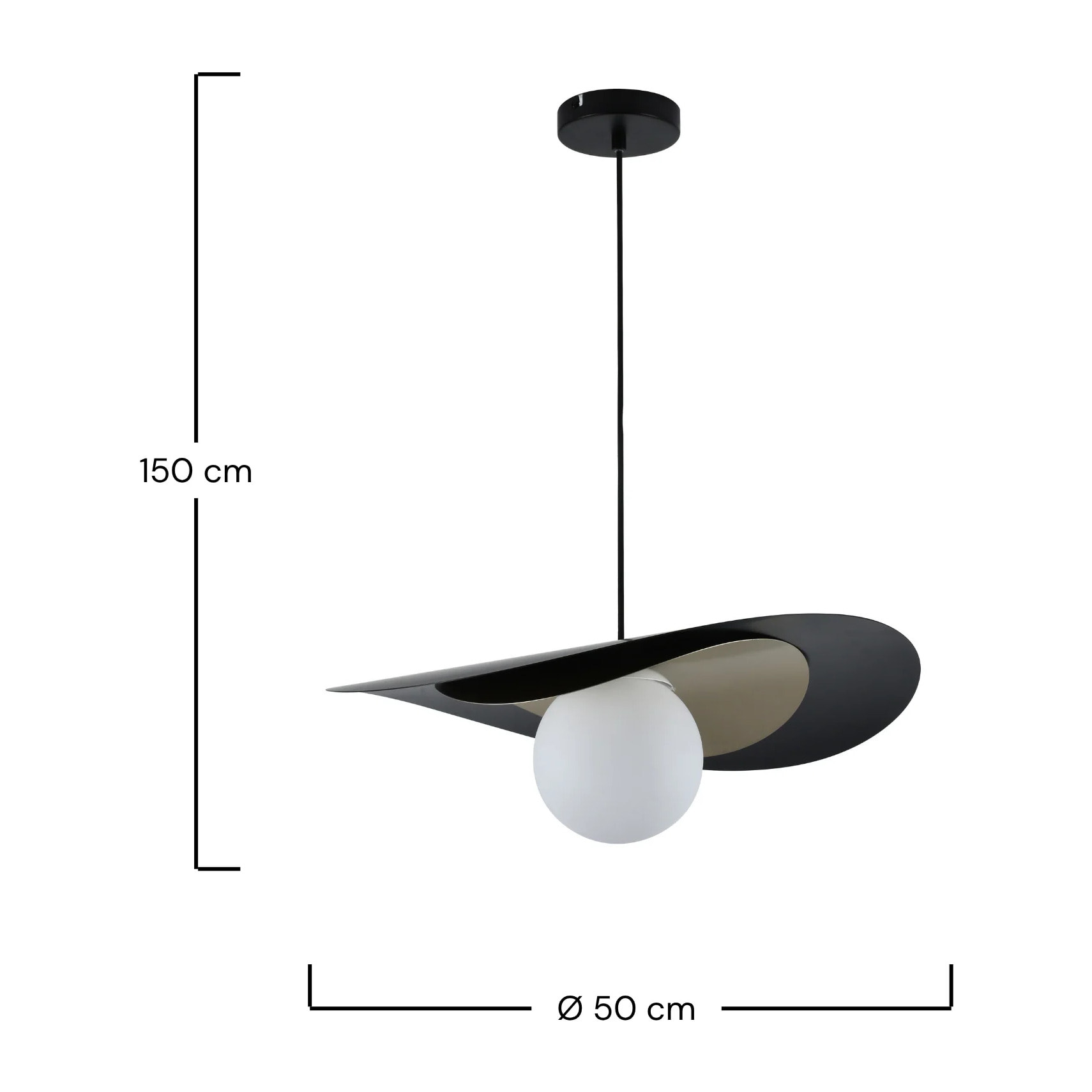 Suspension en métal noir et doré 50 cm - Iris