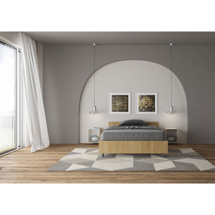 Letto una piazza e mezza contenitore 120x200 quercia Nuamo