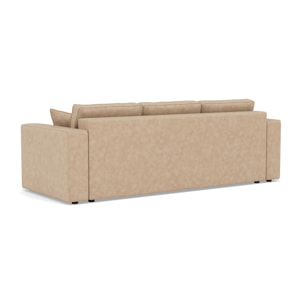 Topaze - canapé droit 3 places convertible avec coffre en simili - Beige