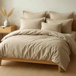 Parure Housse De Couette + 1 taie 100% Coton 57fils Grege