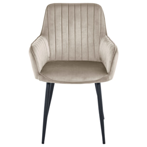 Sedia di design Solden in velluto beige scuro con gambe nere