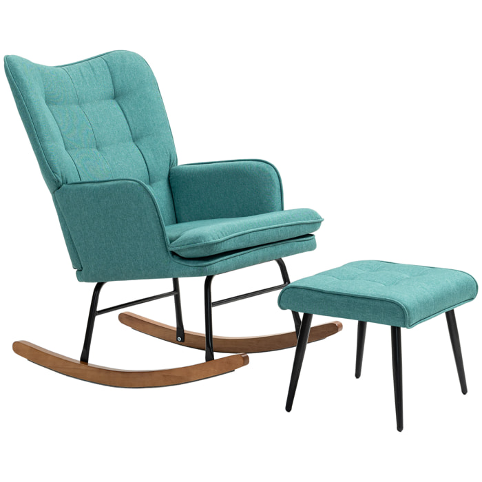 Silla Mecedora con Reposapiés Mecedora para Lactancia con Cojín Acolchado y Reposabrazos Carga 130 kg Mecedora para Salón Dormitorio