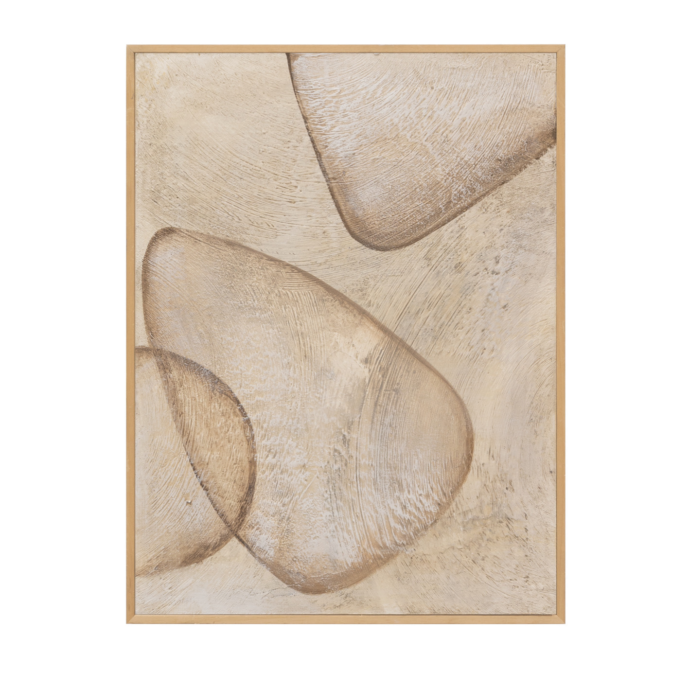 Tableau beige décoratif sur coton avec cadre en bois peint à la main à la peinture à l'huile en différentes tailles