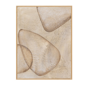 Tableau beige décoratif sur coton avec cadre en bois peint à la main à la peinture à l'huile en différentes tailles
