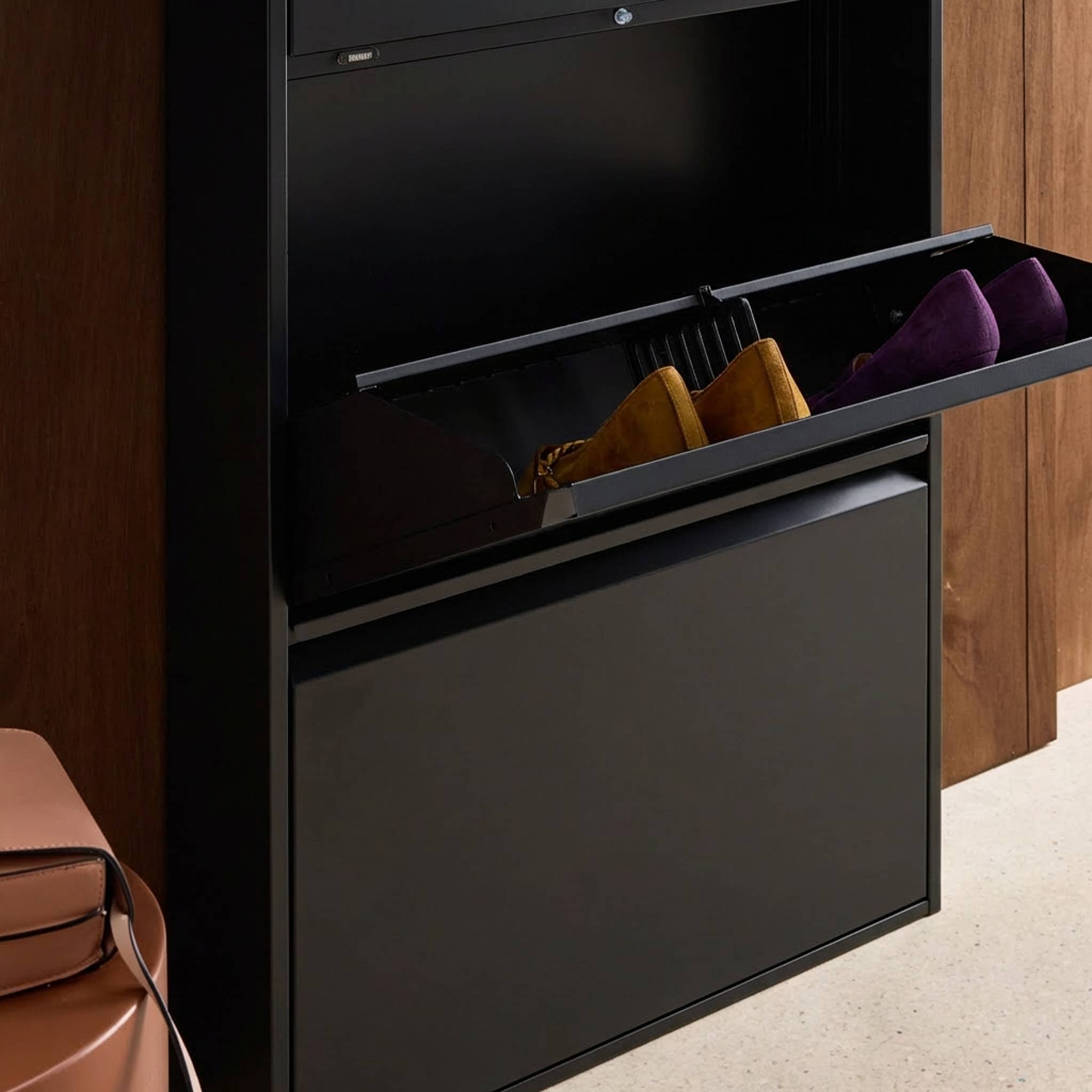 Meuble à chaussures industriel métal 3 abattants KENTUCKY