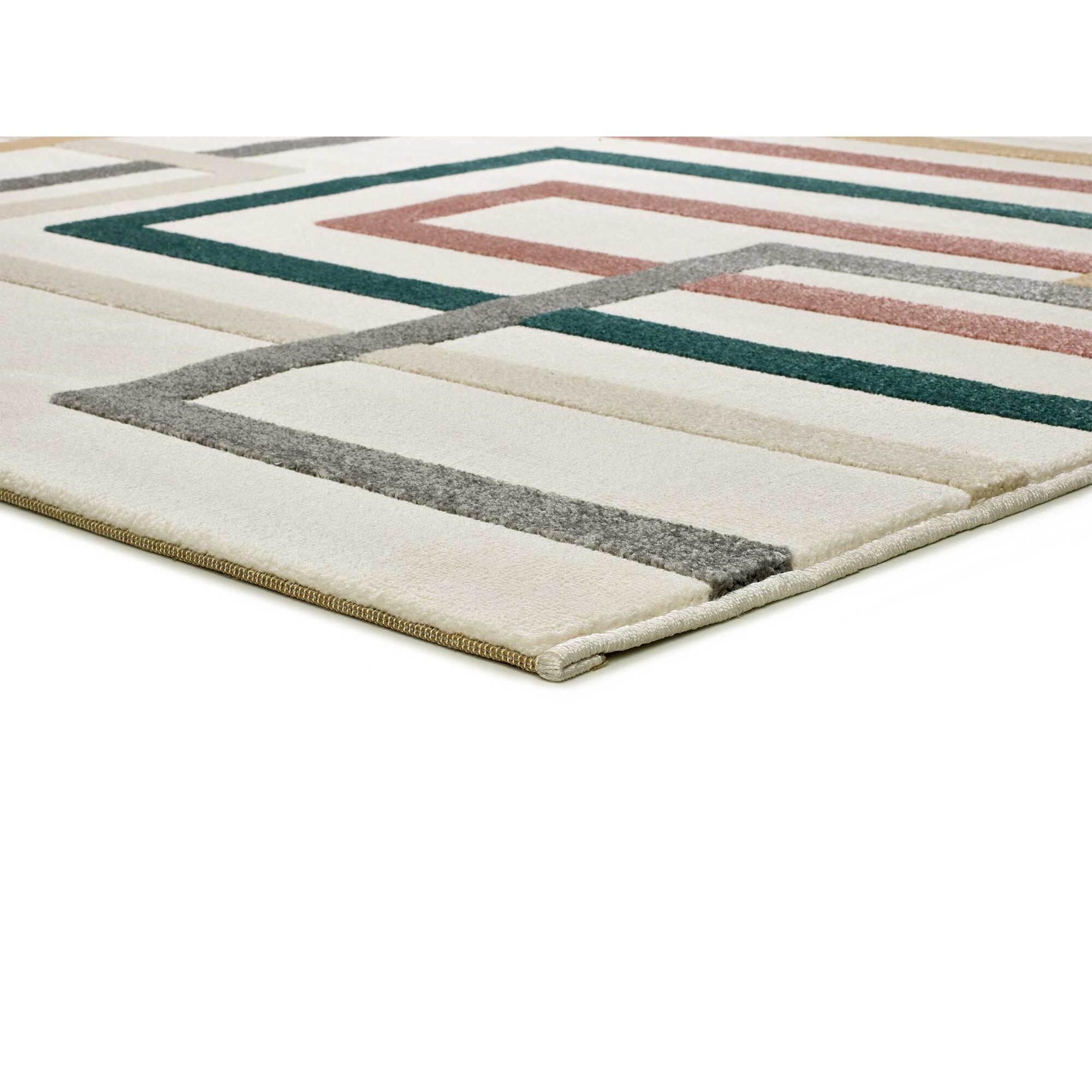 KARISMA Alfombra con formas geométricas en relieve multicolor, varias medidas disponibles.