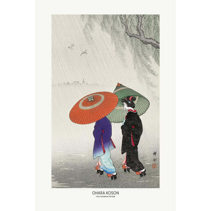 Tableau deux femmes sous la pluie  Toile imprimée