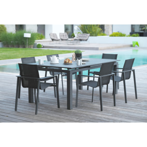 ALU-MIAMI - Ensemble repas de jardin 6 places en aluminium