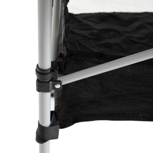Mesa de Camping Plegable Mesa Plegable Portátil Multifuncional con Espacio Almacenaje de Malla y Bolsa de Transporte para Jardín Balcón Patio Exterior 70x70x69 cm Plata