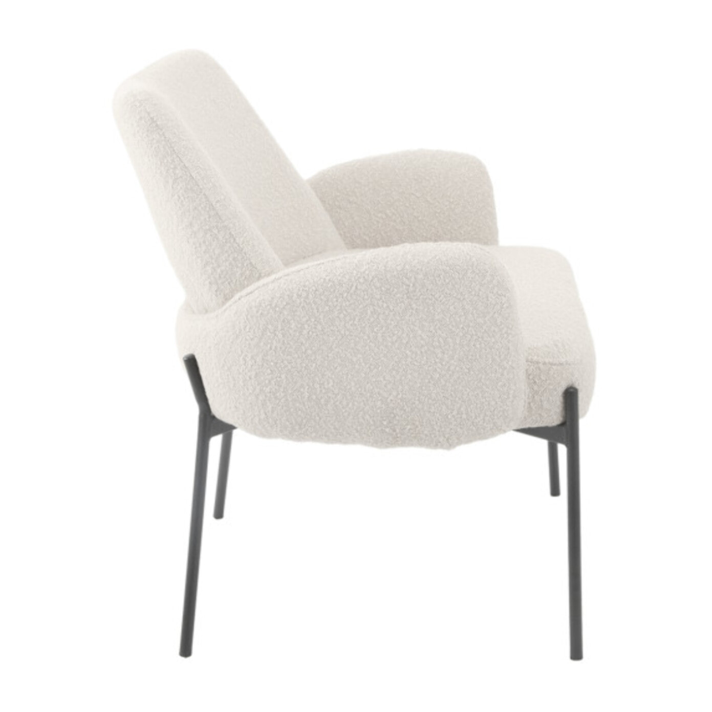 Fauteuil tissu bouclette écru imitation laine mouton - BOUCLE