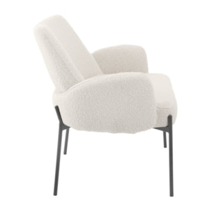 Fauteuil tissu bouclette écru imitation laine mouton - BOUCLE