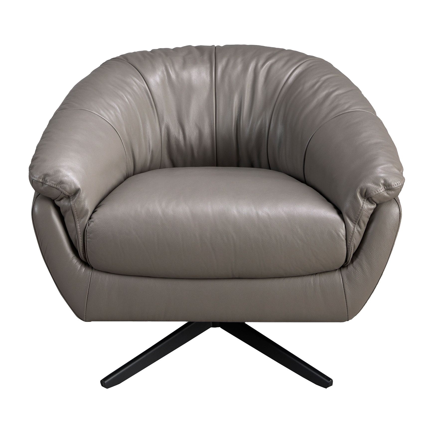 Sillón Angel Cerdá giratorio con reposabrazos con asiento y respaldo tapizados en piel de origen vacuno en gris patas de acero inoxidable en epoxi negro 87x85x74cm