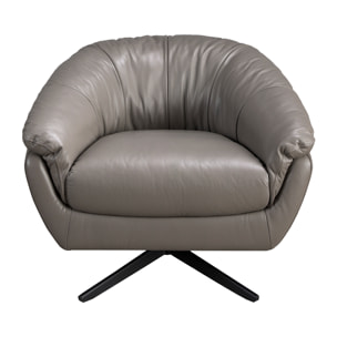 Sillón Angel Cerdá giratorio con reposabrazos con asiento y respaldo tapizados en piel de origen vacuno en gris patas de acero inoxidable en epoxi negro 87x85x74cm