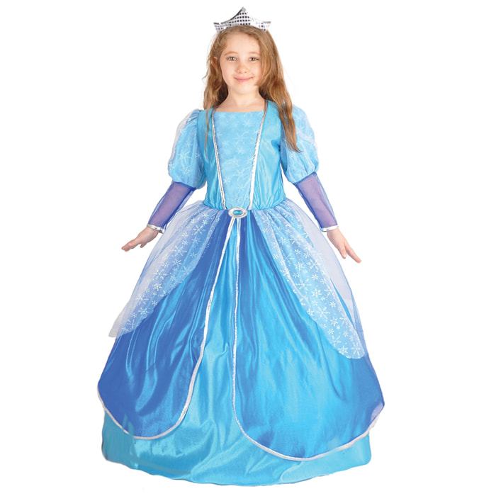 Abito Costume Di Carnevale Regina Dei Ghiacci Azzurro Bambina