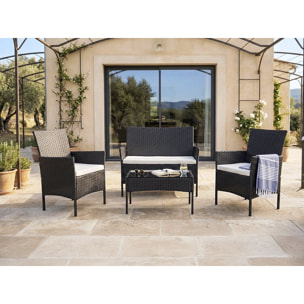 Salon de jardin en résine tressée "Toronto" - 4 places - Noir