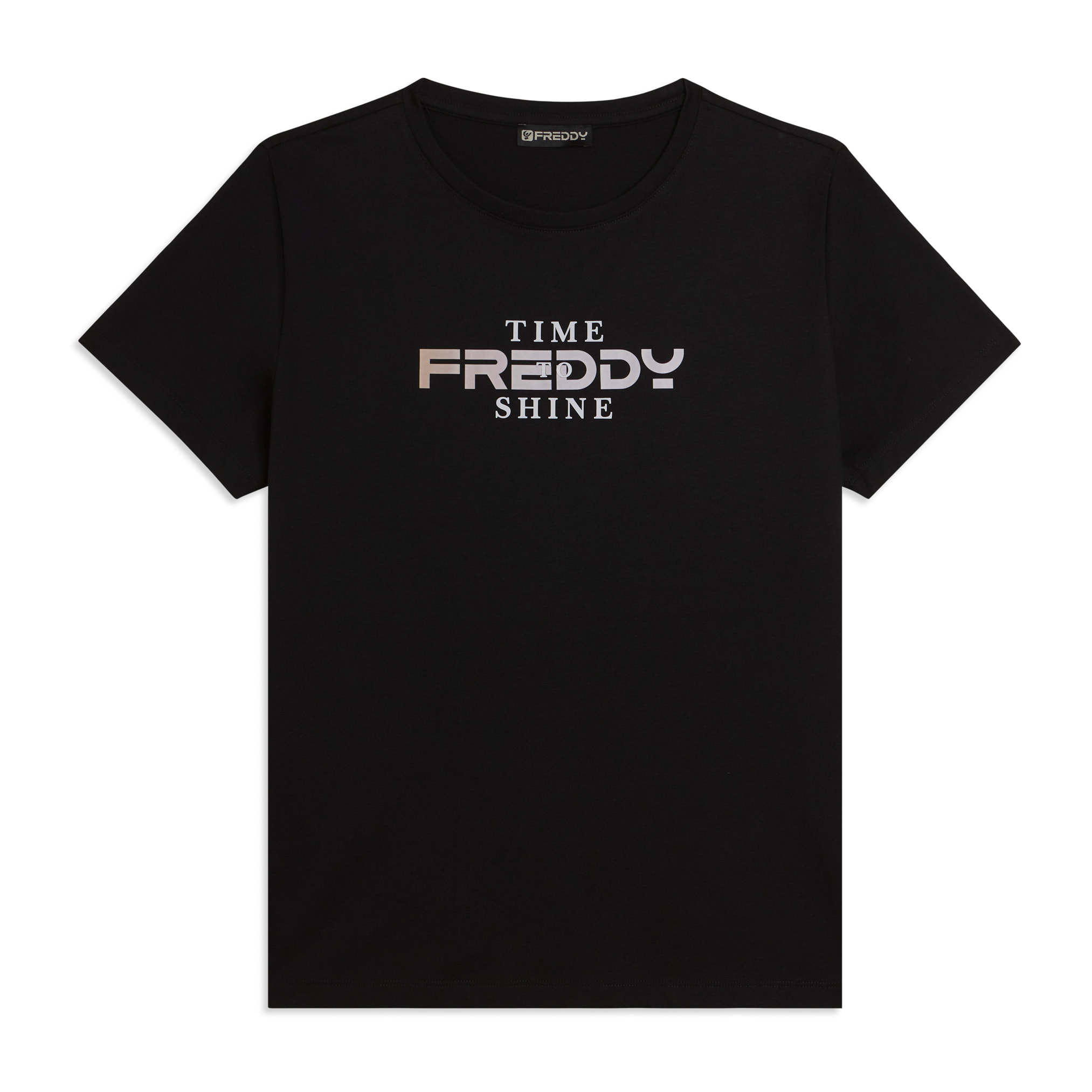 T-shirt Comfort Fit con Logo FREDDY e Slogan "Time Shine"