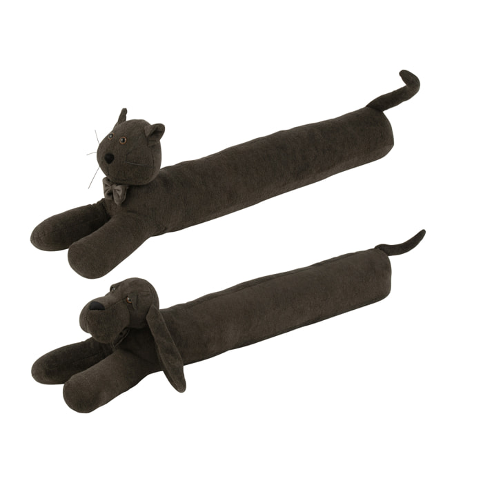 J-Line boudin de porte Chien/Chat Bouclé - textile - gris foncé - 2 pcs