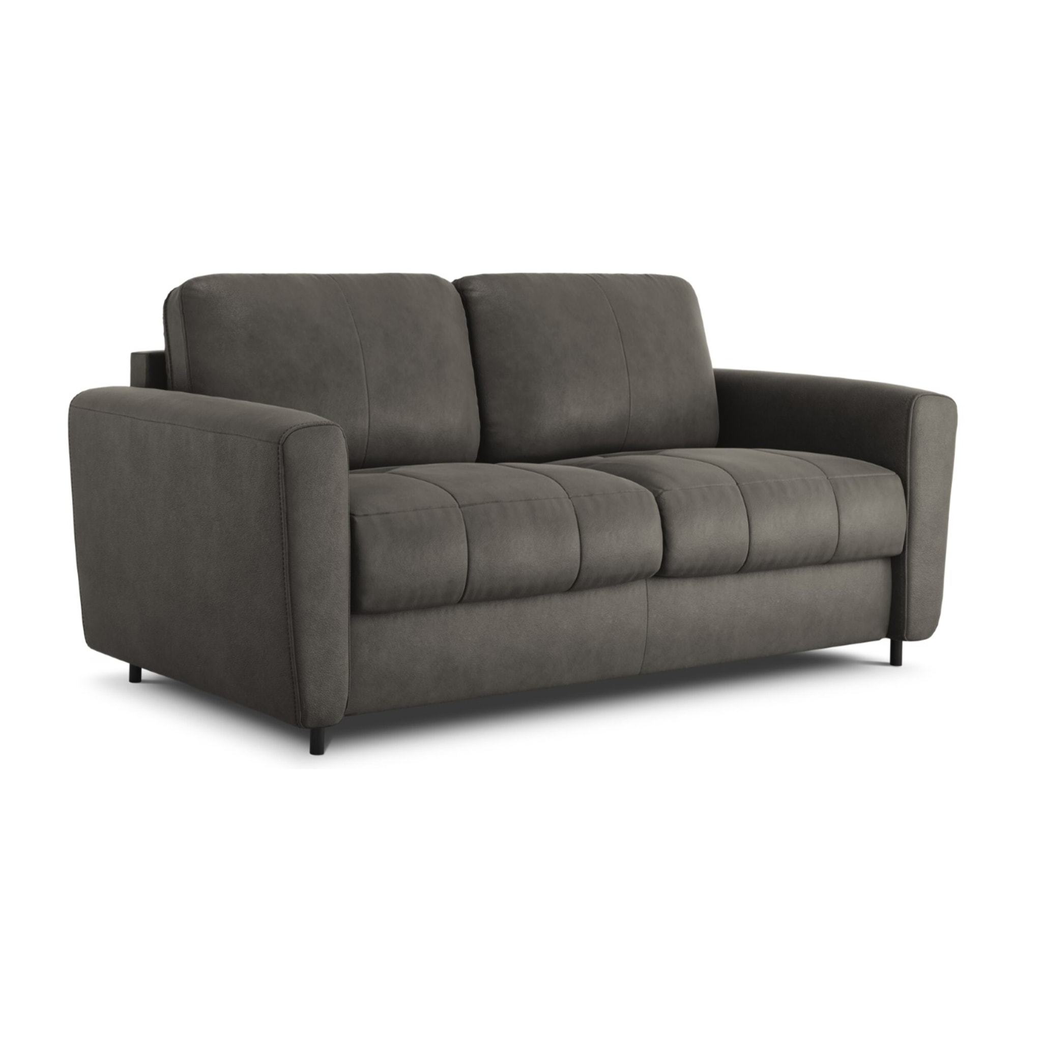 Canapé convertible "Audra" 3 places en cuir véritable gris foncé