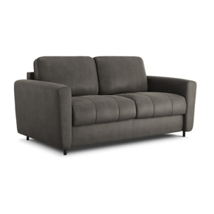 Canapé convertible "Audra" 3 places en cuir véritable gris foncé