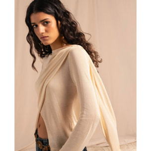 Jersey fino con foulard de mujer