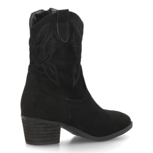 Botas cowboy bordadas con tacón ancho para mujer