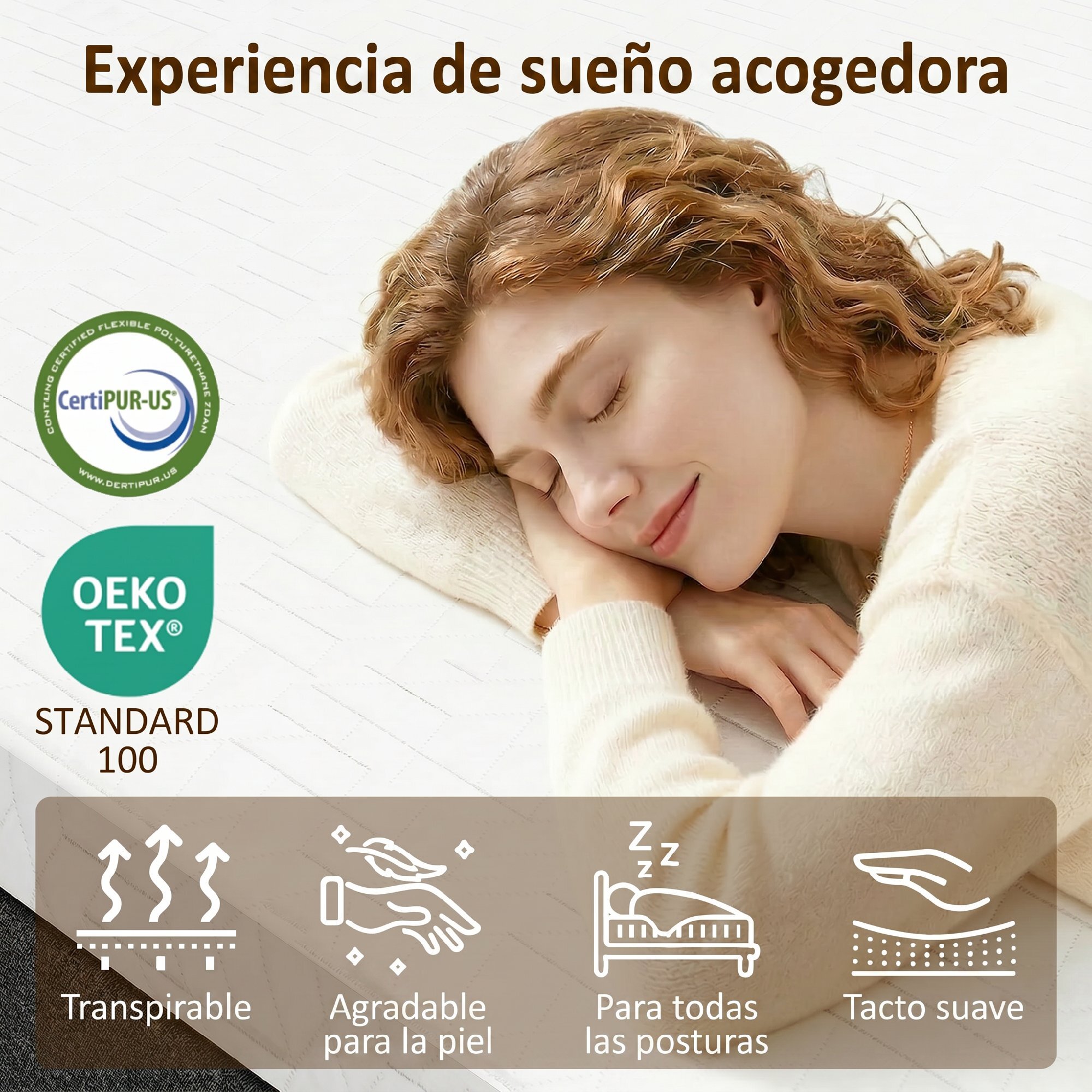 Colchón 190x135 cm, Grosor 25 cm, Colchón Viscoelástico de Muelles Ensacados de 7 Zonas, Firmeza Media, Funda Desmontable y Lavable, Certificado Oeko-Tex