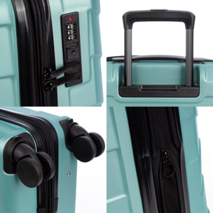 Juego de 4 maletas Trolley extensibles, en material ligero ABS de alta resistencia. Cerradura numérica, 4 ruedas dobles giratorias 360°.