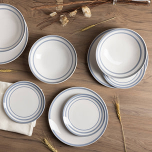 Set de 3 platos hondos ø20cm san ignacio con líneas azules