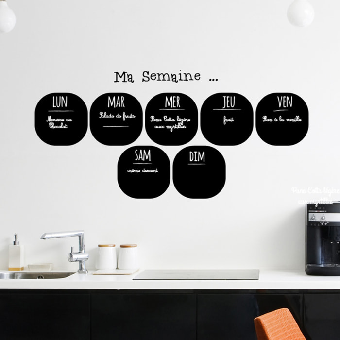 Sticker ardoise tableau noir - stickers muraux adhésif effaçable - BONNE SEMAINE ...