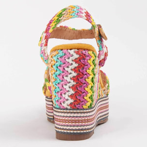 Sandalia De Cuña - Multicolor - Altura: 12 Cm