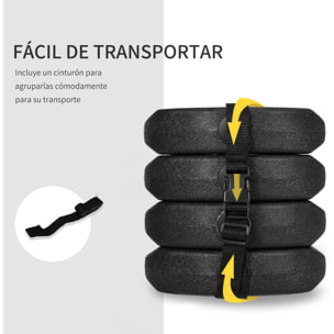 Pack de 4 Pesos para Carpas Plegables Pesos para Cenador Rellenados con Cemento Bases para Toldo Pérgola Ø22x5,5 cm Negro