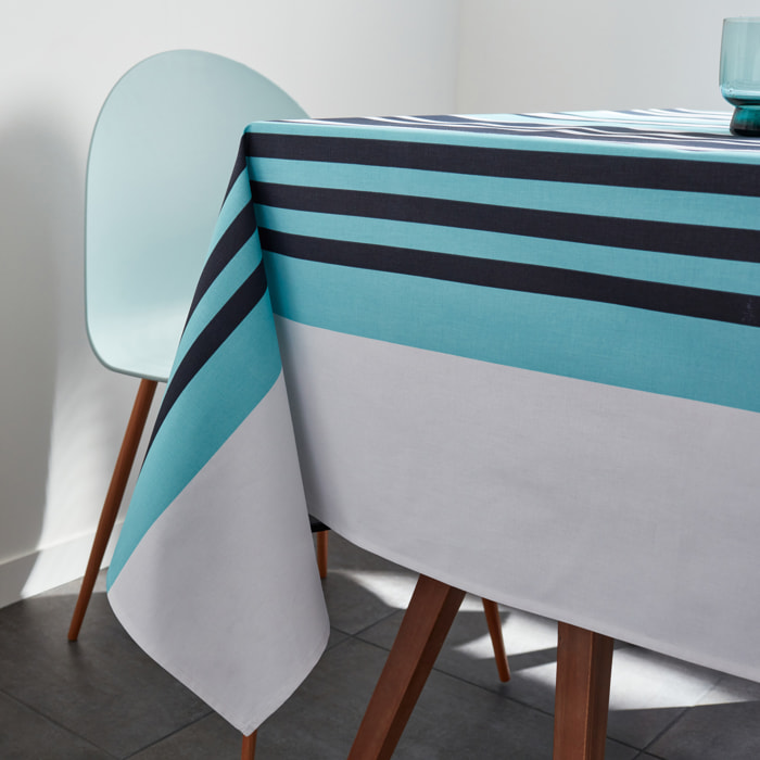 Nappe coton enduit LUZ bleu