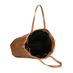 Borsa a spalla da donna - Modello Lorella - Vera pelle croco - 37.0 x 23.0 x 10.0 cm