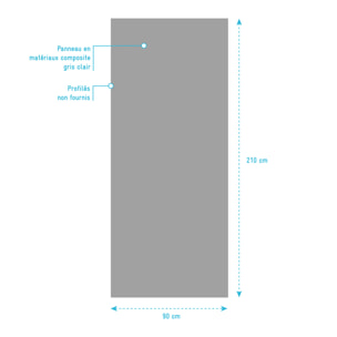 Panneau Mural Finition Aluminium Gris Clair Silver 90 x 210 cm - WALL'IT SILVER