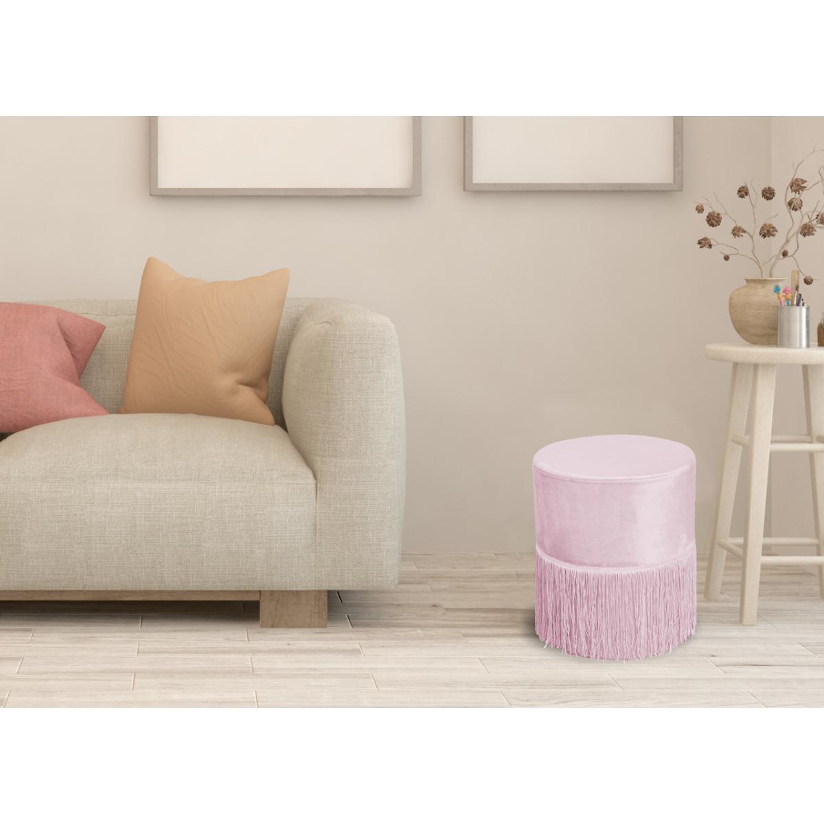 Pouf Poggiapiedi Rotondo Seduta In Velluto Velvet Malibù Rosa Antico