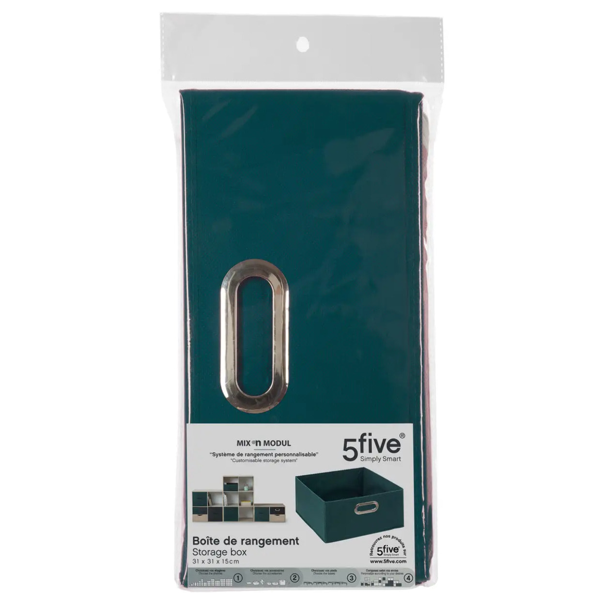 Panier velours 31x15cm "Mix N' Modul" bleu pétrole