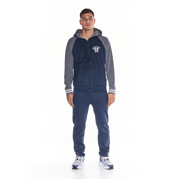 Tuta da uomo cappuccio full zip bicolor College