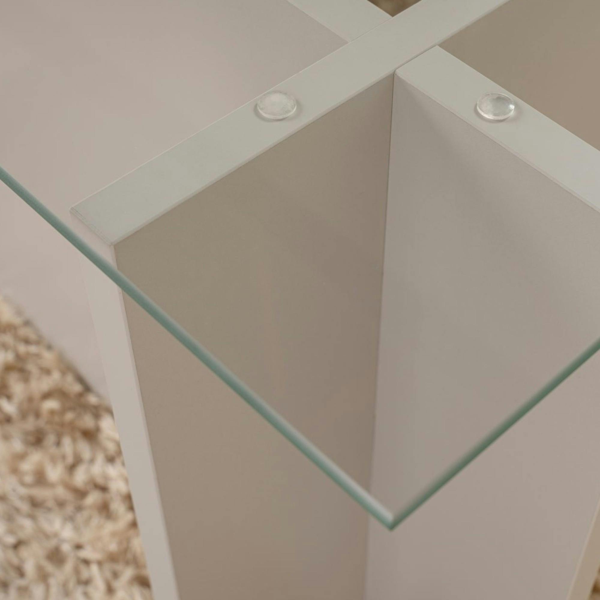 Table basse verre déstructurée - gris clair, H. 40 cm SALTA