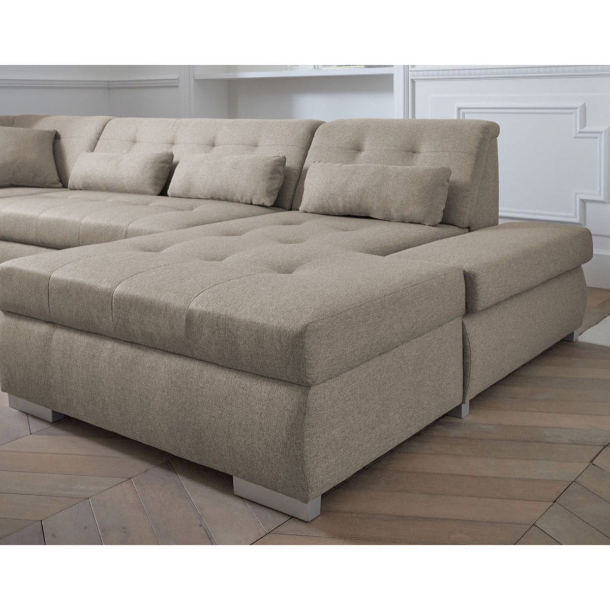 Vermont - canapé panoramique d'angle gauche - 7 places - XXL - Beige