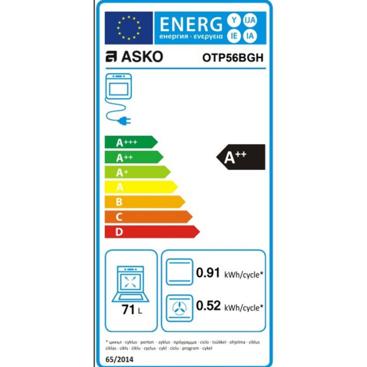 Four encastrable ASKO OTP56BGH