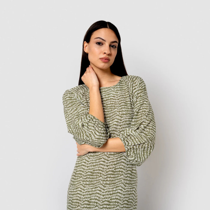 Vestido midi viscosa deriva verde