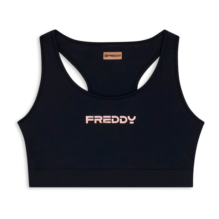 Top sportivo con retro vogatore elasticizzato